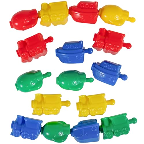 edxeducation Transportation Linking Blocks | Set of 36 | Ages 2+ | Connecting Blocks for Toddlers | Early Construction, Sorting and Fine Motor Skills