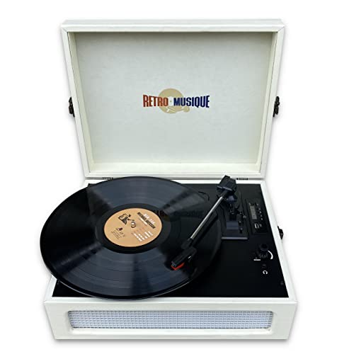 Retro Musique Lecteur de disque vinyle portable Bluetooth avec radio FM et haut-parleurs intégrés inclus 1 x USB 4 Go… - Les Beatles, Paul McCartney, John Lennon, RIngo Starr, George Harrison Retro Musique Lecteur de disque vinyle portable Bluetooth avec radio FM et haut-parleurs intégrés inclus 1 x USB 4 Go… – Image 3