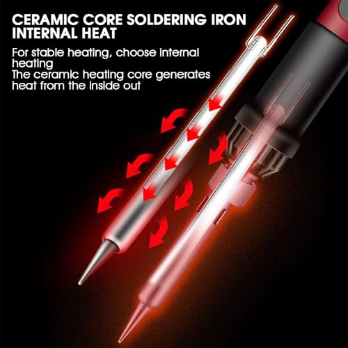 Image of 16-in-1 Soldering Iron Tool Kit 60W Fast Heat up LCD Soldering Gun Welding Tools with ON /OFF Switch, 180-500C Adjustable Temp Range, Includes Tips, Desoldering Pump, Stand, Tweezers (16-in-1)
