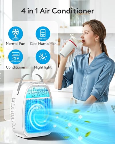 Ventilateur de climatisation portable JYew 4 en 1 avec humidificateur RVB 3 vitesses - 5