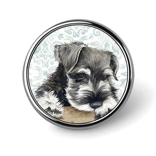 バッジ 円形 徽章 ミニチュアシュナウザー 犬 缶バッジ 胸章 ピンバッチ ボタンブローチ 25mm おしゃれ ネクタイピン コレクション バッグ飾 帽子 胸飾り かばん掛け 工芸品 取付簡単 男女兼用 プレゼント