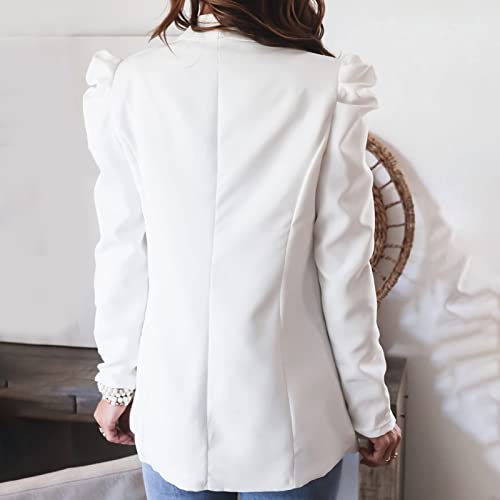 Plus Size Suéteres Femininos Blazers Casuais Manga Bufante Aberta Frente Escritório Casaco de Invern