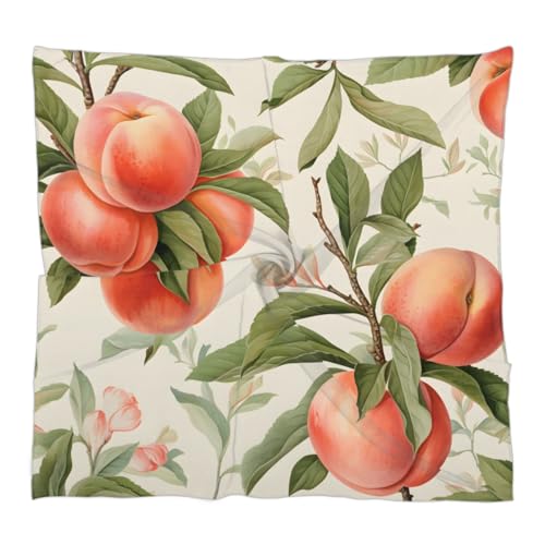Silk Scarf for Women, Peaches Fruits Flowers Breathable Hair Scarf, Square Neckerchief