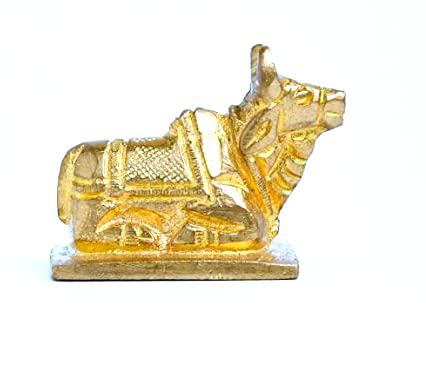 Estatua decorativa espiritual Nandi Shivling de latón miniatura 4