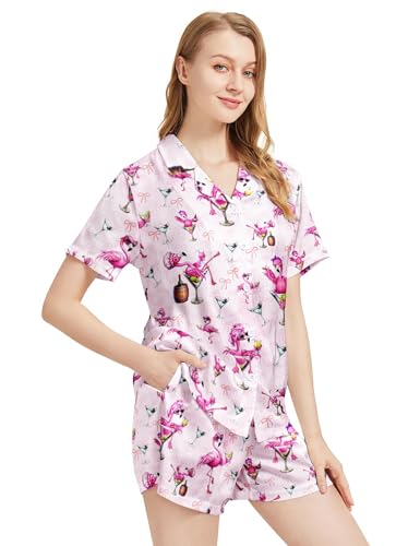 Image of Women's Pajama Sets Funny Pajamas for Women Set Comfortable 2 Piece Button Down Tops & Shorts Sleepwear Short Sleeve