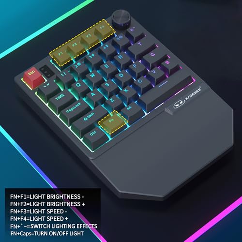 Image of MageGee Wireless One Handed Gaming Keyboard, Tri-Mode BT /2.4Ghz RGB Backlit 34 Keys Mini Keyboard for Gamer, Linear Red Switch, Wrist Rest Support(Black)