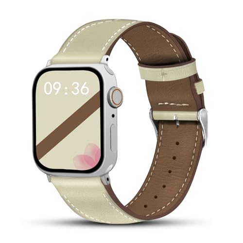 Genuine Leather Band Compatible with Apple Watch Bands for Women Men 49mm 46mm 45mm 44mm 42mm 41mm 40mm 38mm, Soft Leather Replacement Strap for iWatch Ultra/SE/Series 11 10 9 8 7 6 5 4 3 2 1