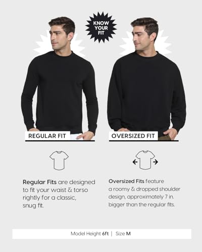 Image of Bewakoof Men's Graphic Printed Oversized Fit Full Sleeve Round Neck Fleece Sweatshirt