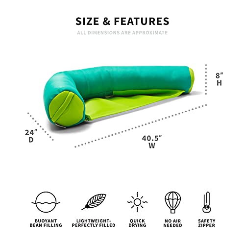 Big Joe Captain's Float No Inflation Needed Pool Lounger With Drink Holder, Lime/Capri Mesh, 3Ft & Noodle Sling No Inflation Needed Pool Seat With Armrests, Aqua/Green Double Sided Mesh, 3Ft #TOP5