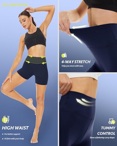 CAMPSNAIL Workout Biker Shorts Women - 3"/5"/8" High Waisted Tummy Control Spandex Booty Volleyball Shorts for Yoga Dance
