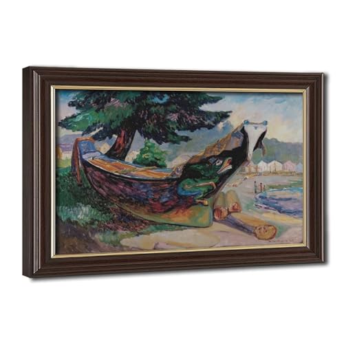 Canoë de guerre des Premières Nations : tableau Emily Carr pour un salon épuré