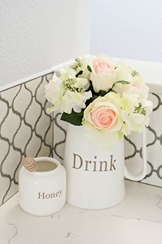 Admired By Nature 9 Stems Artificial Rose Hydrangea Mixed Bouquet, Cream/Pink #TOP3