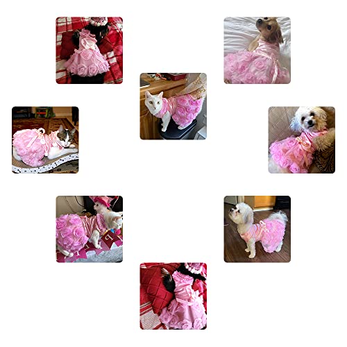 Nacoco Dog Wedding Dress Cat Colorful Skirt Dogs Birthday Party Pet Princess Dresses For Small Dogs Cat And Tutu In Spring And Summer(Pink,M) #TOP2