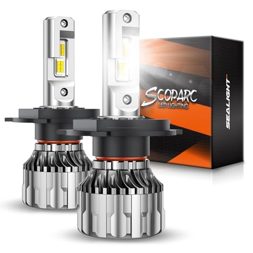 Image of SEALIGHT H4 LED Bulbs, 70000LM Super Bright, 6500K Cool White H4 Bulbs with 15,000RPM Turbo Cooling Fan, 10-Year Lifespan, Pack of 2