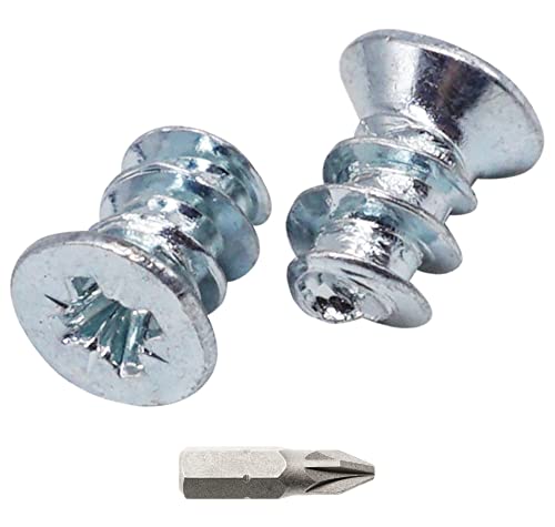 SKIR'CO (100 pcs) Zinc Plated Euro Screws 6.3 x 9.5 mm, Drawer Runner Screws, Flat Countersunk Head, Hinge Screws