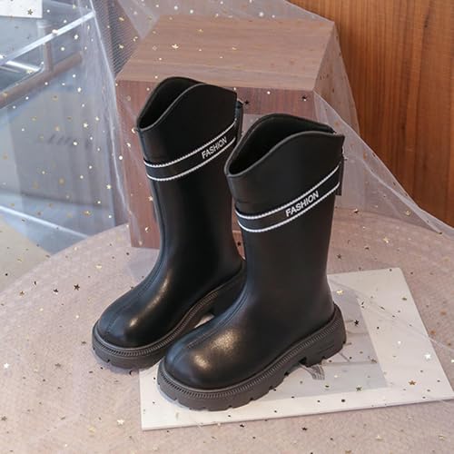 Knee High Boots for Girl Fashion Faux Leather Back Zip Tall Riding Combat Boots Waterproof Chunky Low Heel Boot2