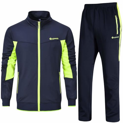 Image of Rdruko Men's Athletic Casual Tracksuit 2 Piece Full Zip Jacket Sweatsuit Outfit Jogger Fleece Set