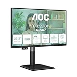 AOC Monitor 24E4U da 24 pollici FHD, 120 Hz, IPS, 1 ms MPRT, sincronizzazione adattiva, modalità HDR, regolazione dell'altezza (1920 x 1080, HDMI 1x 1.4, DP 1x 1.2, USB Hub) Nero