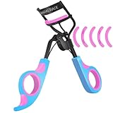Whalrace Eye Lash Curler, Premium Quality Eyelash Curlers, Come with 5PCS Extra Eyelash Curler Refills, Superior Curling Effect (Pink Blue Handle)