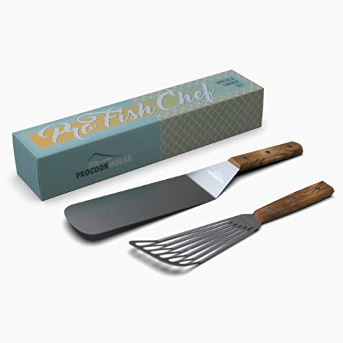 Griddle Spatula with Hamburger Turner, Metal Spatula for Cast Iron Skillet, Slotted Fish Spatula Turner and Pancake Flipper, Hamburger Turner and Spatula Stainless Steel