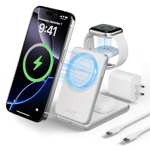 Acer station de charge 3 en 1 blanche pour organiser votre table de nuit