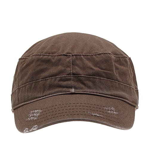 Image of The Vintage Year Washed Cotton Distressed Cadet Hat - Tactical Military Baseball Cap for Men & Women, Outdoor Casual Wear