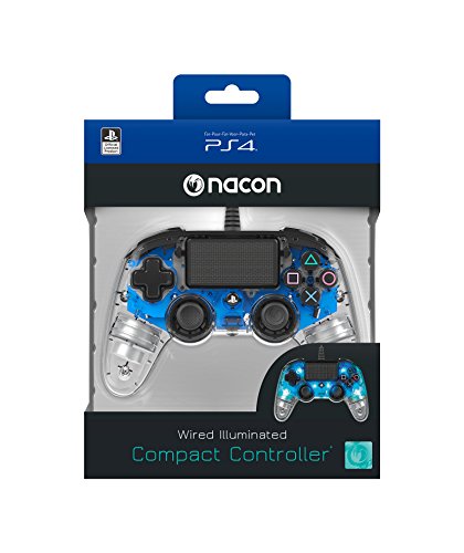 Image of Sony PS4 Pro 1TB Console (Black)+Nacon Wired Illuminated Compact Controller for PS4 (Blue) PlayStation official Licensed