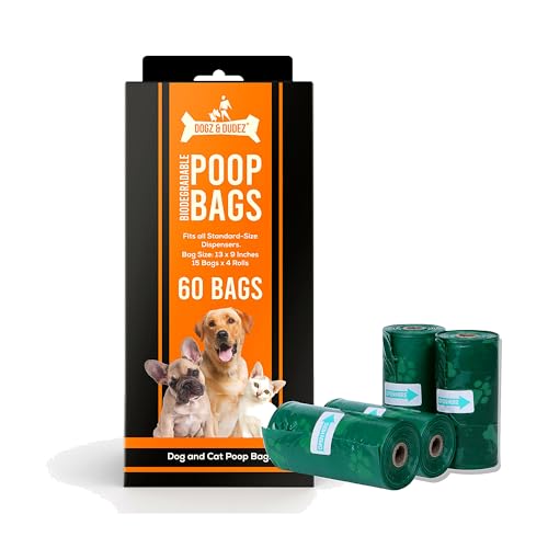 Image of Dogz & Dudez Poop Bags for Dogs | 4 Rolls /60 Dog Poop Bags Biodegradable, Leakproof Dog Pott Convenient Standard Fit Designed to fit All Standard Leash dispensers