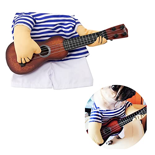 Disfraz de Guitarra para Perros, Ropa Divertida Azul y Blanca miniatura 6
