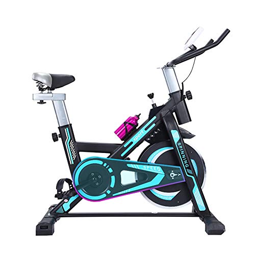 Stationäre Heimtrainer Indoorcycling Bikes Spin Bike For Heim Cardio Fitnessraum For Männer, Frauen Und Senioren Mit Herzfrequenzmesser, Silent-Riementrieb, IPad Halter, LCD-Monitor ( Color : Blue )