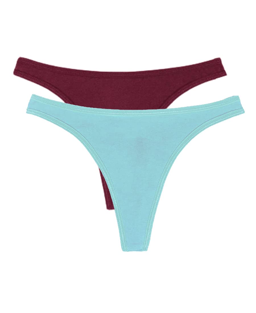 J.B.COLLECTIONWomen's Breathable Cotton Thong/Low Rise, Women Thong Panty/Solid Multicolor Underwear Women Thong Panties (BM) Pack of-2