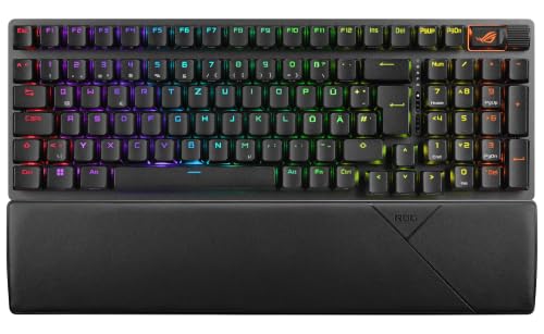 ASUS ROG Strix Scope II 96 Wireless mechanische Gaming Tastatur (ROG NX-Switches, Handballenablage, 4 GHz, Bluetooth, kabelgebunden, ROG Omni-Empfänger, Aura Sync RGB-Beleuchtung, DE QWERTZ-Layout)