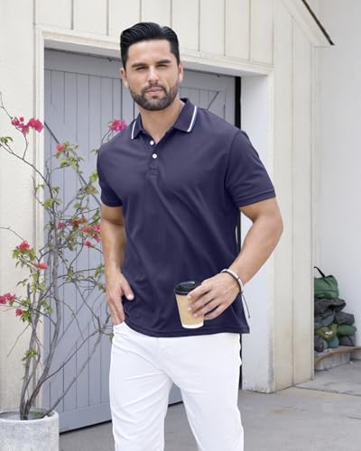3 Pack Men's Polo Shirts Quick-Dry Short Sleeve Athletic Polo Shirts Moisture Wicking Business Casual Golf Shirts3