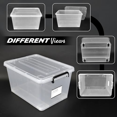 Image of Storite 2 Pack 27L Plastic Storage Box with Lid & Wheels|Kids Toys Organizer Bin|Clear Multipurpose Storage Container for Clothes, Books, Games, Bedroom, Playroom, Classroom & Office|44 x 33 x 25 cm