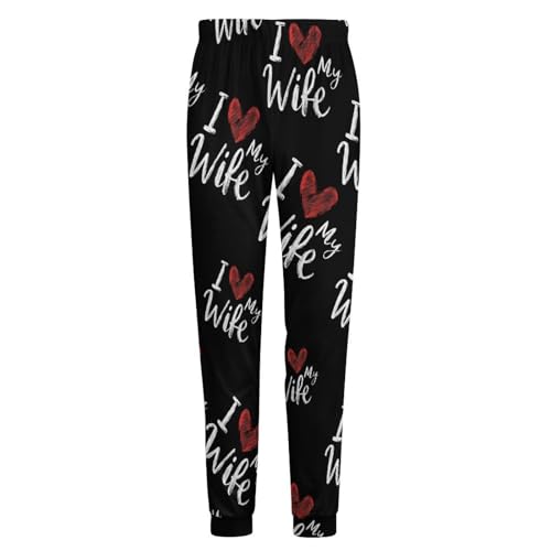I Love My Wife Pajamas for Men Lightweight Pjs Sleepwear Soft Sleep Lounge Pant with Elastic Waistband4