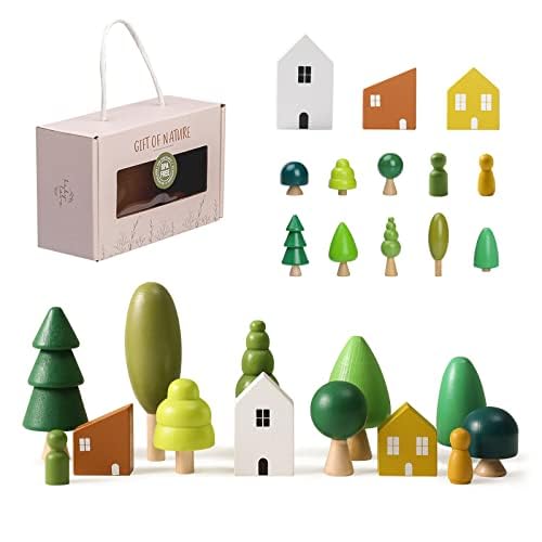 OESSUF 13er-Pack Baum Spielzeug aus Holz f&uuml;r Kinder, Verschiedene Gr&ouml;&szlig;en B&auml;ume Wald Rustikal Deko f&uuml;r Wohnkultur und kinderzimmer, Montessori Spielzeug f&uuml;r Jungen und M&auml;dchen, Wooden Tree Decorations