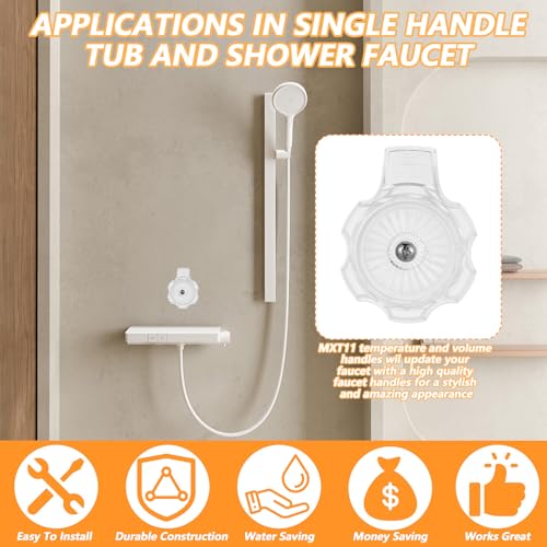 Quilax MXT11 Shower Knob Replacement, Clear Acrylic Shower Knobs, Bathtub Knobs Replacement, Compatible with Many Temperature and Volume Handles, Faucet Handle Knob Temperature Control Set - Thumbnail 3