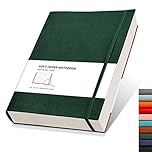 RETTACY College Ruled Notebook - 320 Numbered Pages Large B5 Lined Journal Notebook, 100gsm Thick Lined Paper, Faux Leather Softcover, for Women Men Work School, 19 x 25 cm - Green