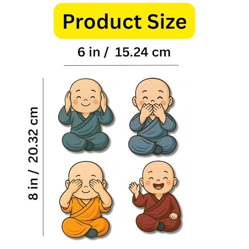 Image of Regalo Casila Little Monk Fridge Magnets Set of 4 - Spiritual Buddha Theme Decor for Fridge, Office, Meditation Corner, Metal Almirah - Peaceful Gift for Home by Regalo Casila