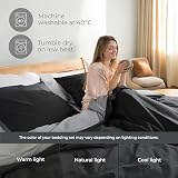 Dreamzie Bawełniana Pościel Dwustronna 200x200 Ciemnoszara - 3-Częściowy Komplet Oeko-Tex