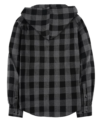 Hooded Flannel Shirt for Men Casual Button Down Shirt Long Sleeve Plaid Hoodie with Pocket3