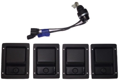 HUMVEE SECURITY KIT - Single Locking Black Locking Door Handles & Keyed Ignition Switch