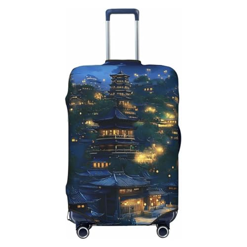 Asian Style Elastic Travel Luggage Cover, Washable Spandex Suitcase Protector, Anti-Scratch Fits 18-32 Inch