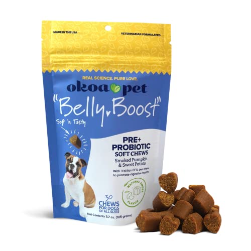 Belly Boost Probiotic Soft Chews for Dogs – Vet Formulated for Gut Health, Digestion, Allergy Relief, & Immune System Support – Smoked Pumpkin & Sweet Potato Flavor – for All Breeds & Sizes Belly Boost Probiotic Soft Chews for Dogs – Vet Formulated for Gut Health, Digestion, Allergy Relief, & Immune System Support – Smoked Pumpkin & Sweet Potato Flavor – for All Breeds & Sizes