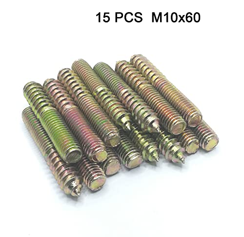 Image of Hanger Bolt M10x60 Double Headed Bolt Self-Tapping Screw for Furniture 15Pcs