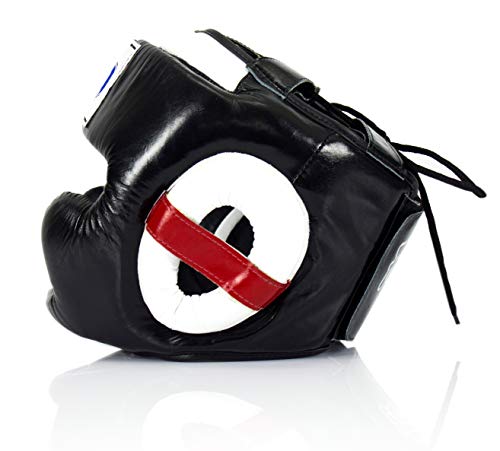 Fairtex Headgear Head Guard Super Sparring Diagonal Vision For Muay Thai, Boxing, Kickboxing (Hg10 Black Lace-Up, Medium) #TOP1