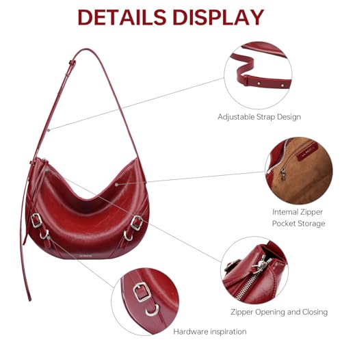 Image of LA FESTIN Leather Hobo Bag for Women Trendy Crescent Shoulder Purse Travel