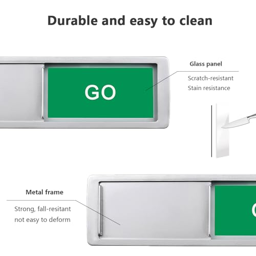 Image of Go No Go Sign,Magnetic Slider Door Signs For Home, Office Restroom Conference Hotels,Easy To Read, Non-Scratch Room Status Tells Whether Go No Go,7'' x 2'' - Silver