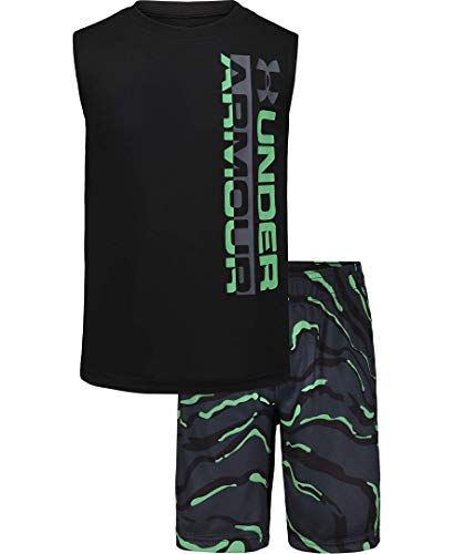 Under Armour Boys' Little Ua Muscle Tank and Short Set, BlackSU211, 5