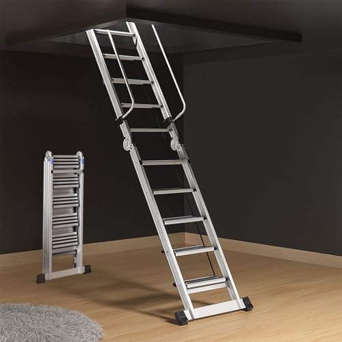 Escalera de aluminio resistente plegable de 8 escalones para literas y garajes altura ajustable perfecta
